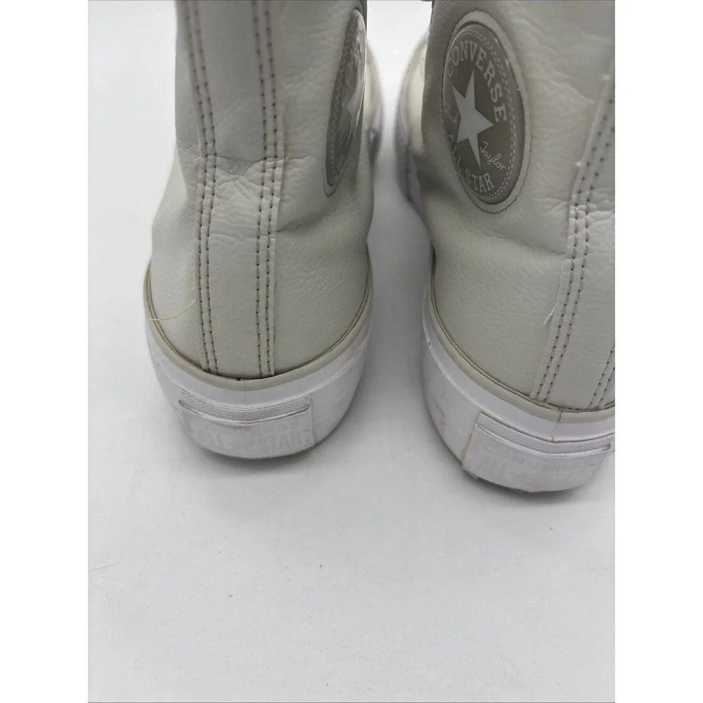 Cream Converse Chuck Taylor All Star  High Top Lift Platform Leather Women 9